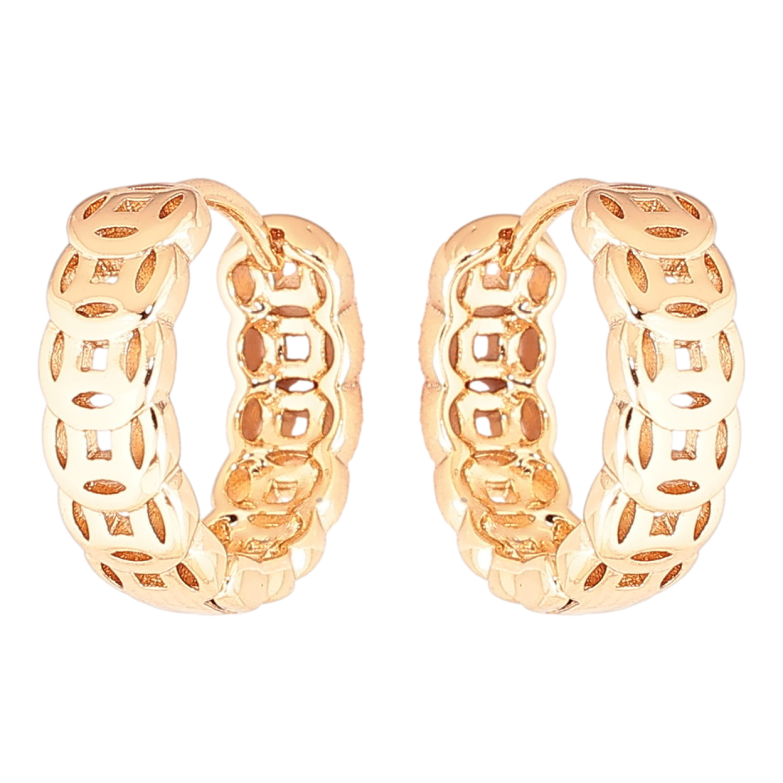 Серьги Xuping Позолота 18K колечки Резной узор фото №1