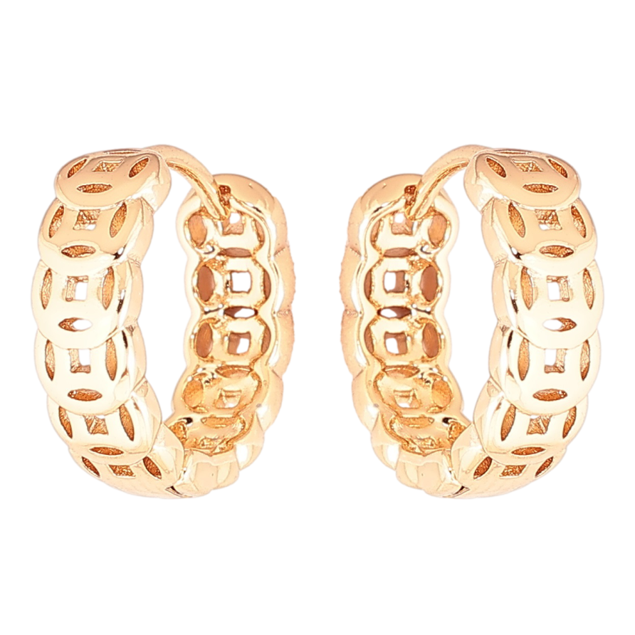 Серьги Xuping Позолота 18K колечки Резной узор фото №1