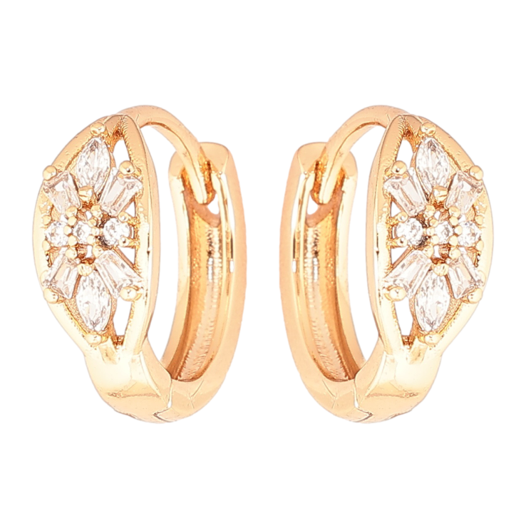 Серьги Xuping Позолота 18K колечки Кристальные цветочки фото №4