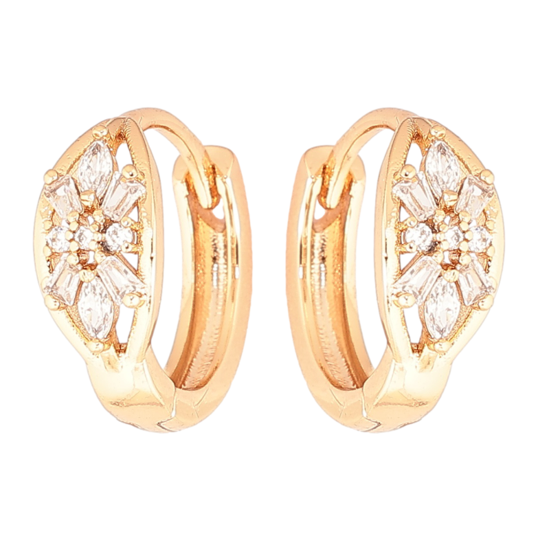 Серьги Xuping Позолота 18K колечки Кристальные цветочки фото №2