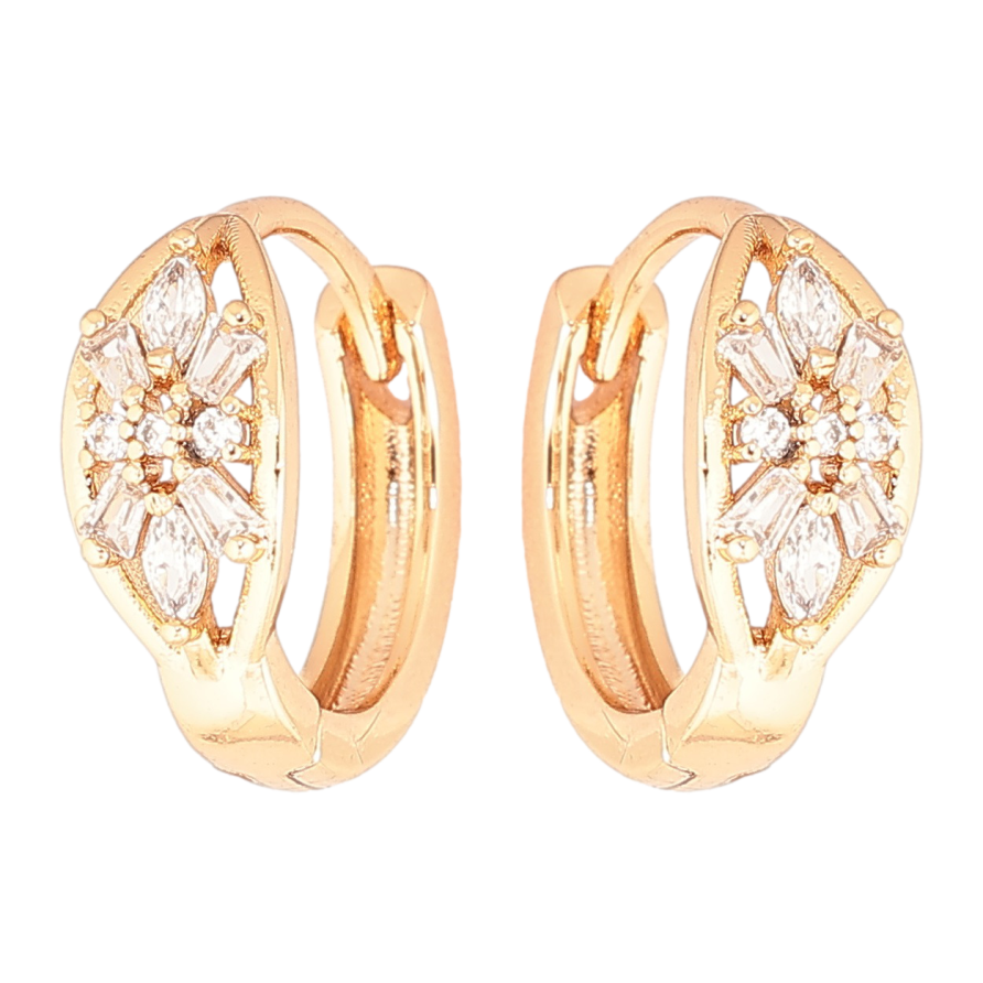 Серьги Xuping Позолота 18K колечки Кристальные цветочки фото №1