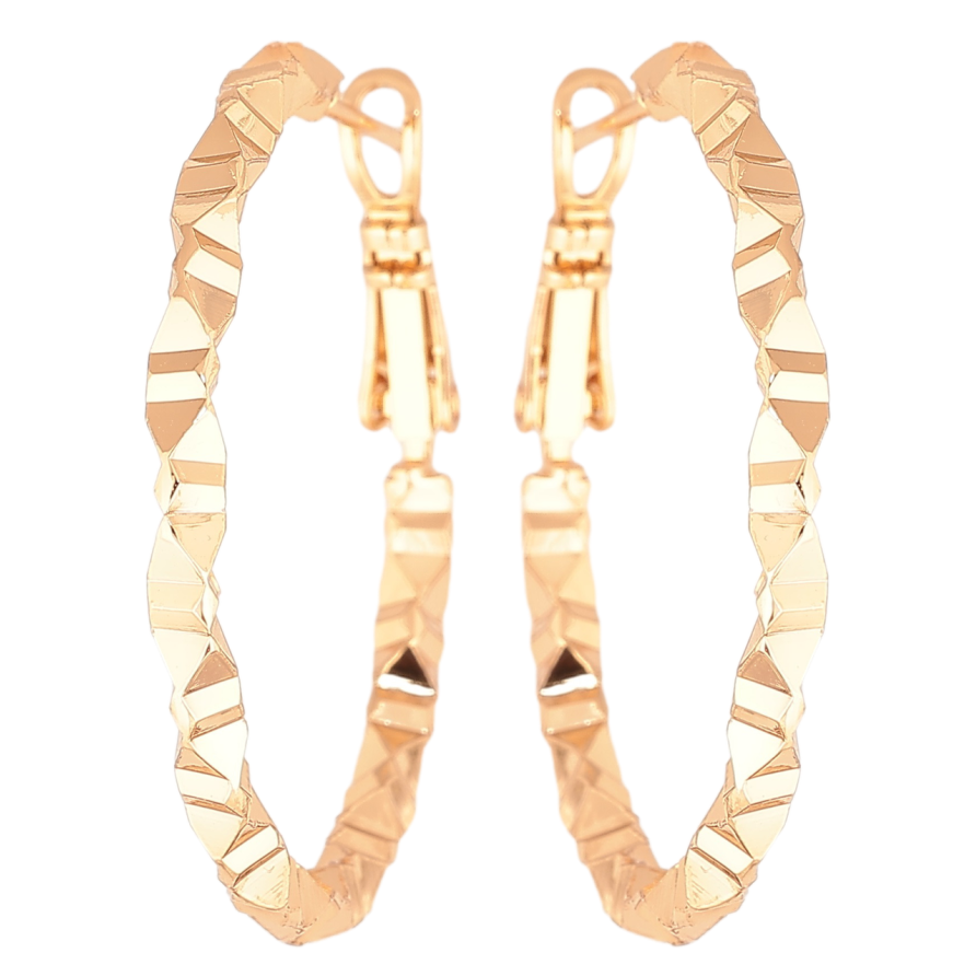 Сережки Xuping Позолота 18K кільця (конго) «Декоративний візерунок» ø 3.5см фото №1