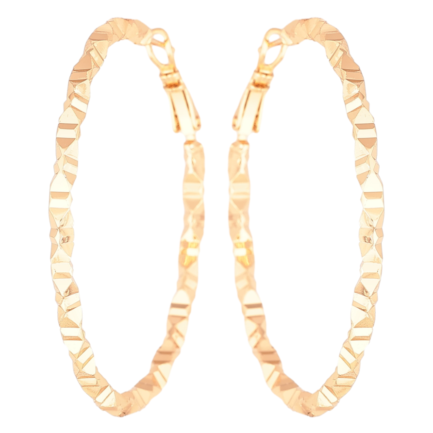 Сережки Xuping Позолота 18K кільця (конго) «Декоративний візерунок» ø 5см фото №1