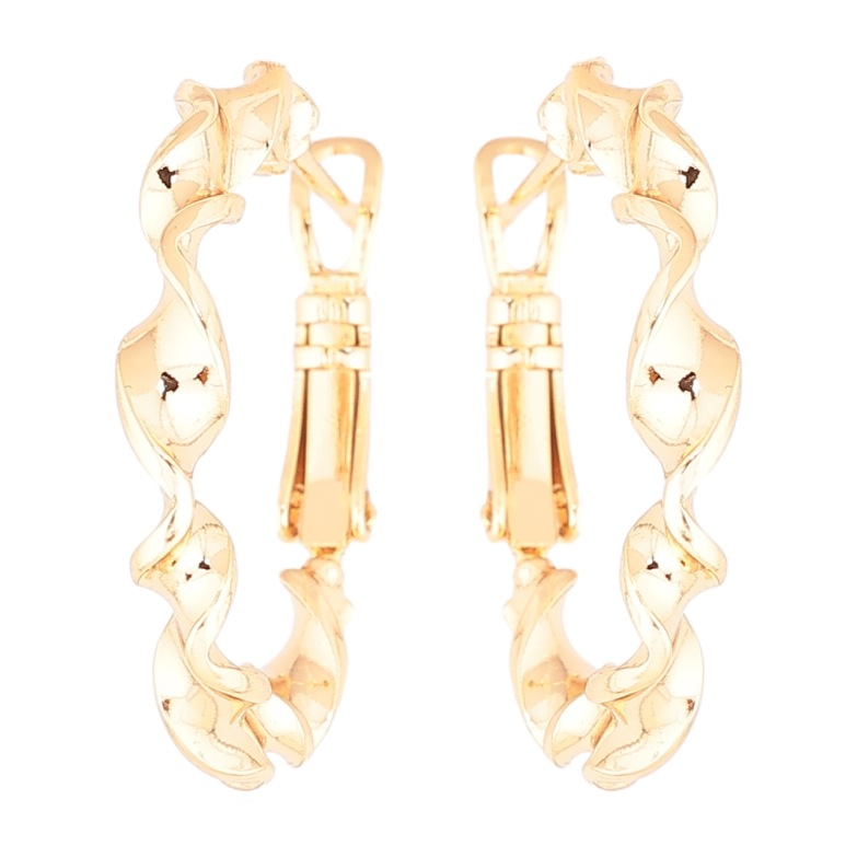 Сережки Xuping Позолота 18K кільця (конго) «Декоративний візерунок» ø 2.5см фото №1