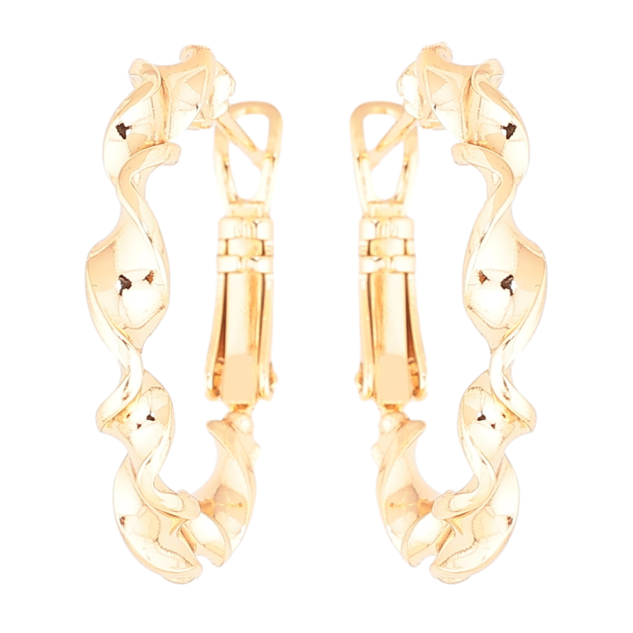 Сережки Xuping Позолота 18K кільця (конго) «Декоративний візерунок» ø 2.5см фото №1