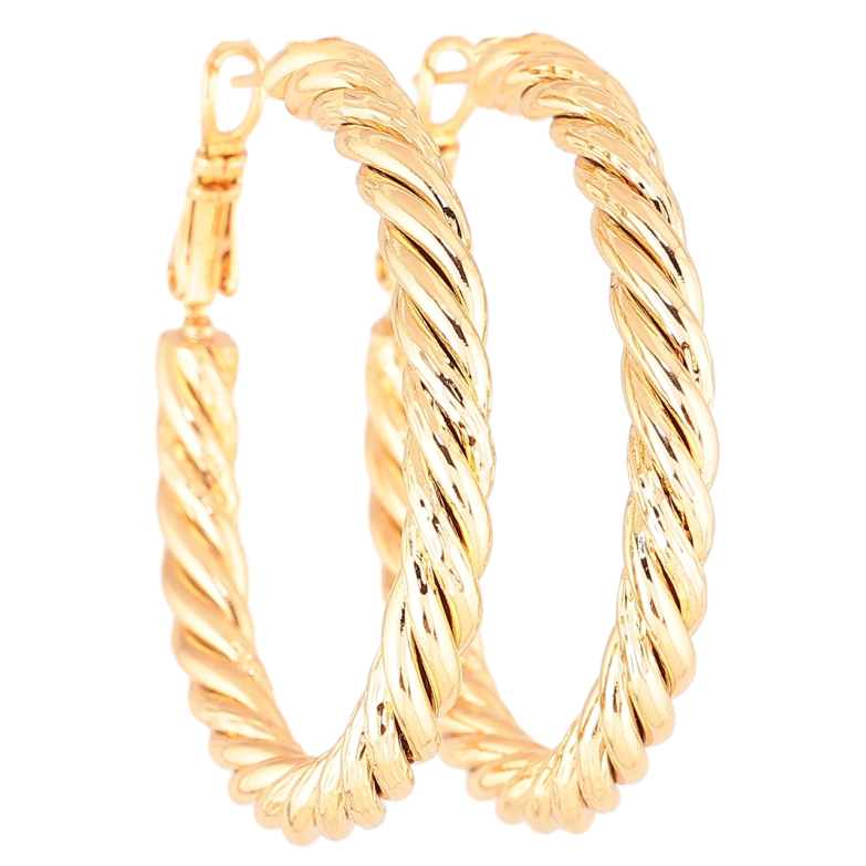 Серьги Xuping Позолота 18K кольца (конго) Спиральный узор  ø 4см фото №1