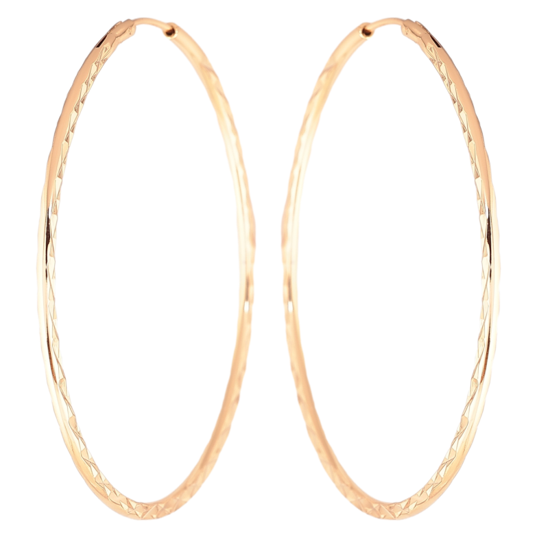 Сережки Xuping Позолота 18K кільця (конго) «Бічний візерунок насічками» ø 5.8см фото №1