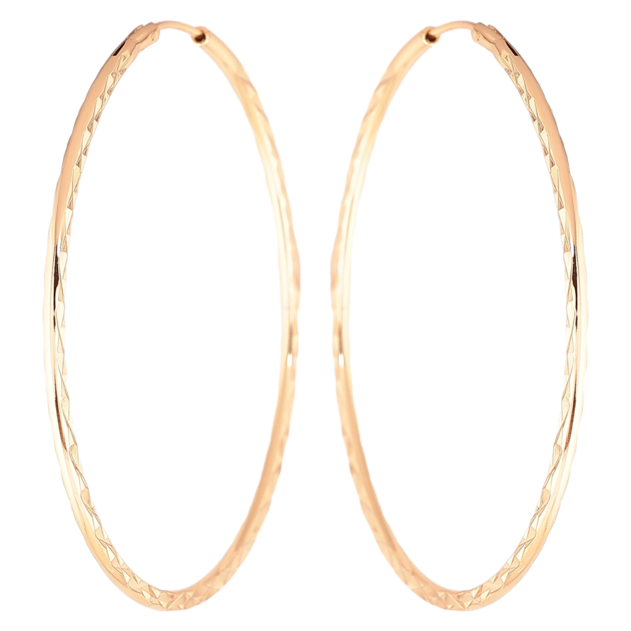 Сережки Xuping Позолота 18K кільця (конго) «Бічний візерунок насічками» ø 5.8см фото №1