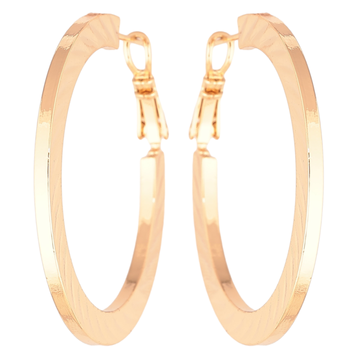 Серьги Xuping Позолота 18K кольца (конго) Боковой узор насечками  ø 4см фото №22