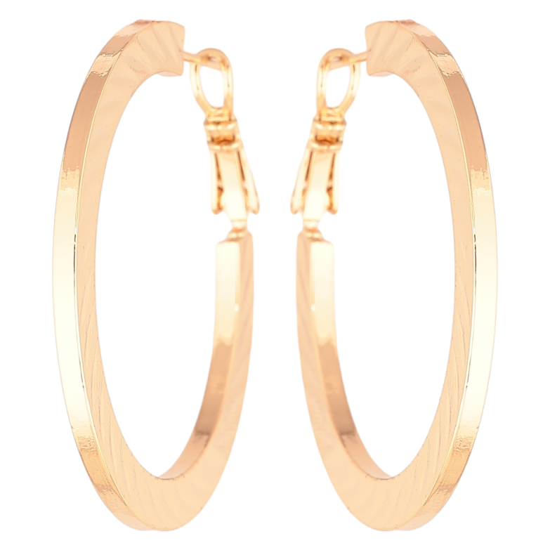 Сережки Xuping Позолота 18K кільця (конго) «Бічний візерунок насічками» ø 4см фото №1