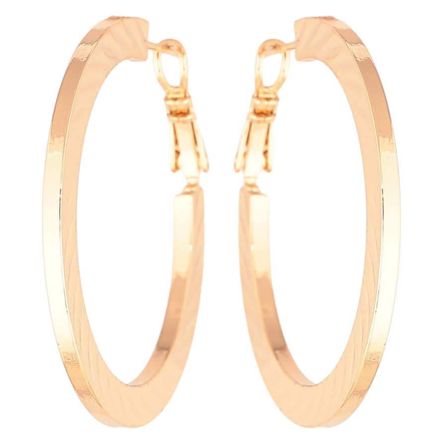 Сережки Xuping Позолота 18K кільця (конго) «Бічний візерунок насічками» ø 4см фото №1