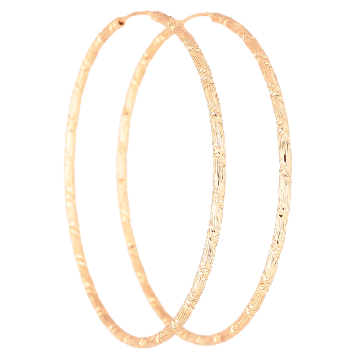 Сережки Xuping Позолота 18K кільця (конго) «Декоративний візерунок насічками» ø 6.2см фото №12