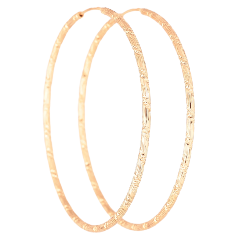 Сережки Xuping Позолота 18K кільця (конго) «Декоративний візерунок насічками» ø 6.2см фото №1