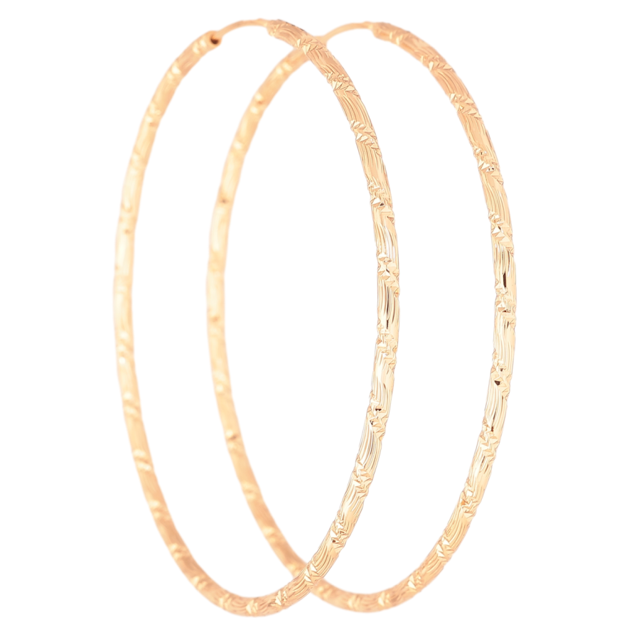 Сережки Xuping Позолота 18K кільця (конго) «Декоративний візерунок насічками» ø 6.2см фото №1