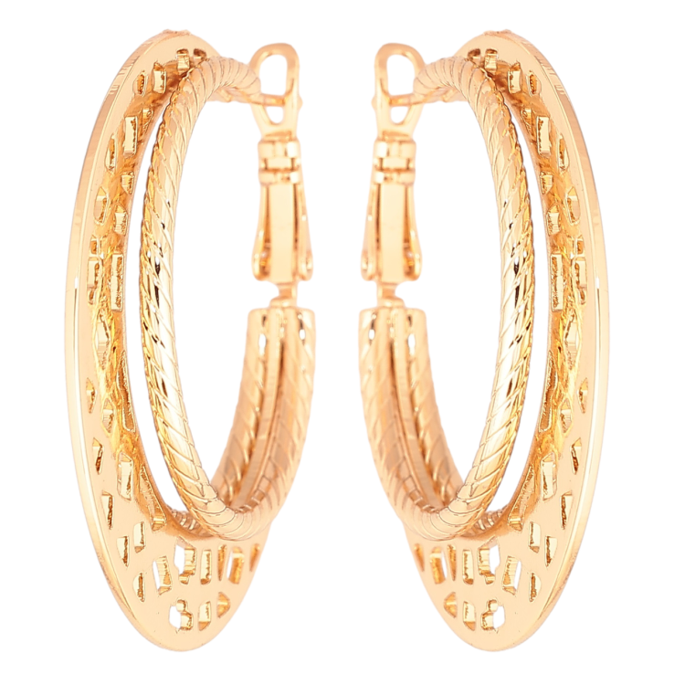 Сережки Xuping Позолота 18K кільця (конго) «Потрійні кільця з візерунком» ø 3.8см фото №22