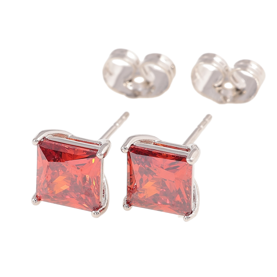 Сережки Xuping Родій пусети «Червоні фіаніти» 7х7мм фото №1 Сережки Xuping Родій пусети «Червоні фіаніти» 7х7мм фото №1