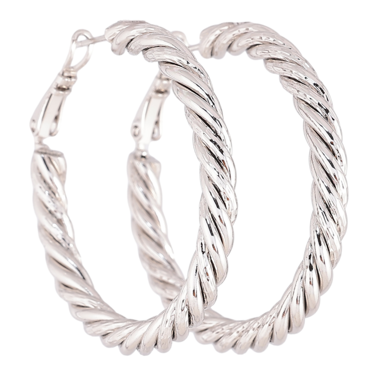 Серьги Xuping Родий кольца (конго) Узор жгут ø 4см фото №8