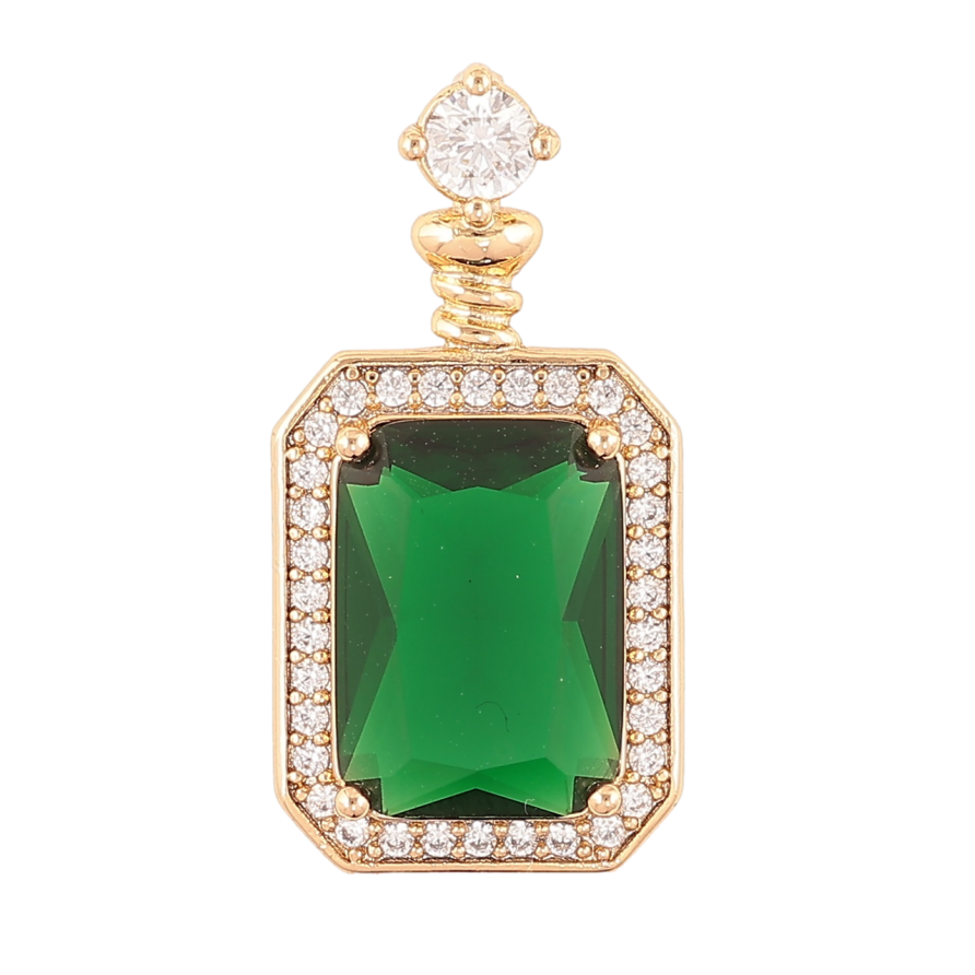 Кулон Xuping Позолота 18K «Зелений фіаніт в обрамленні цирконію» для ланцюжка до 3мм фото №1