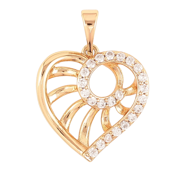 Кулон Xuping Позолота 18K Сердечко с резным узором и цирконием для цепочки до 5мм фото №15