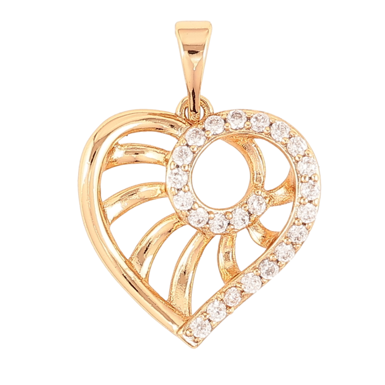 Кулон Xuping Позолота 18K «Сердечко з різьбленим візерунком і цирконієм» для ланцюжка до 5мм фото №1