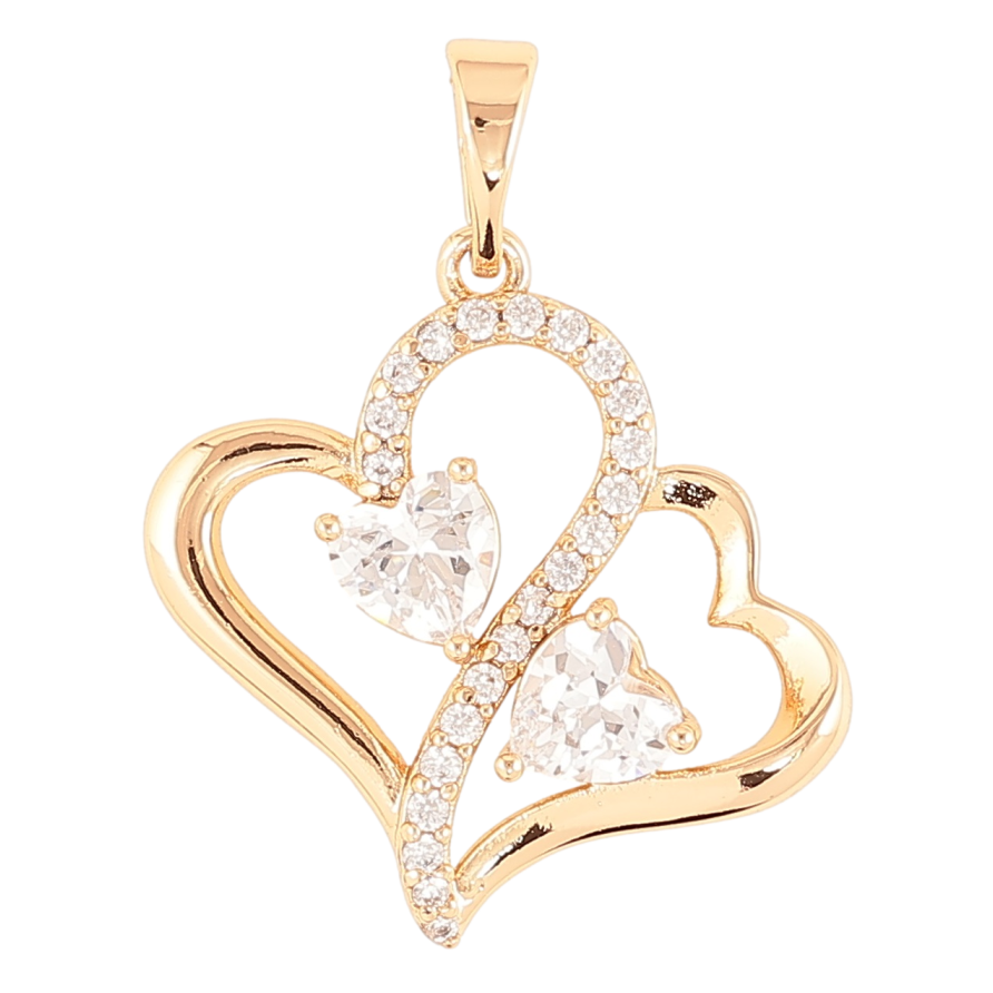 Кулон Xuping Позолота 18K Сердечки с цирконием для цепочки до 5мм фото №1