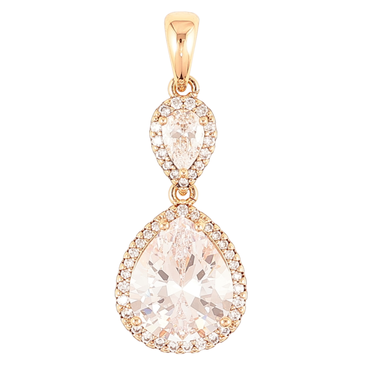 Кулон Xuping Позолота 18K Каплевидные фианиты в обрамлении циркония для цепочки до 4мм фото №19