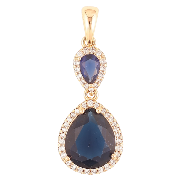 Кулон Xuping Позолота 18K Каплевидные синие фианиты в обрамлении циркония для цепочки до 4мм фото №20