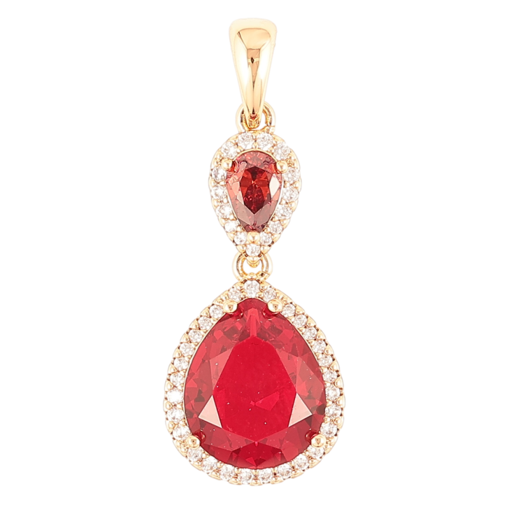 Кулон Xuping Позолота 18K Каплевидные красные фианиты в обрамлении циркония для цепочки до 4мм фото №21