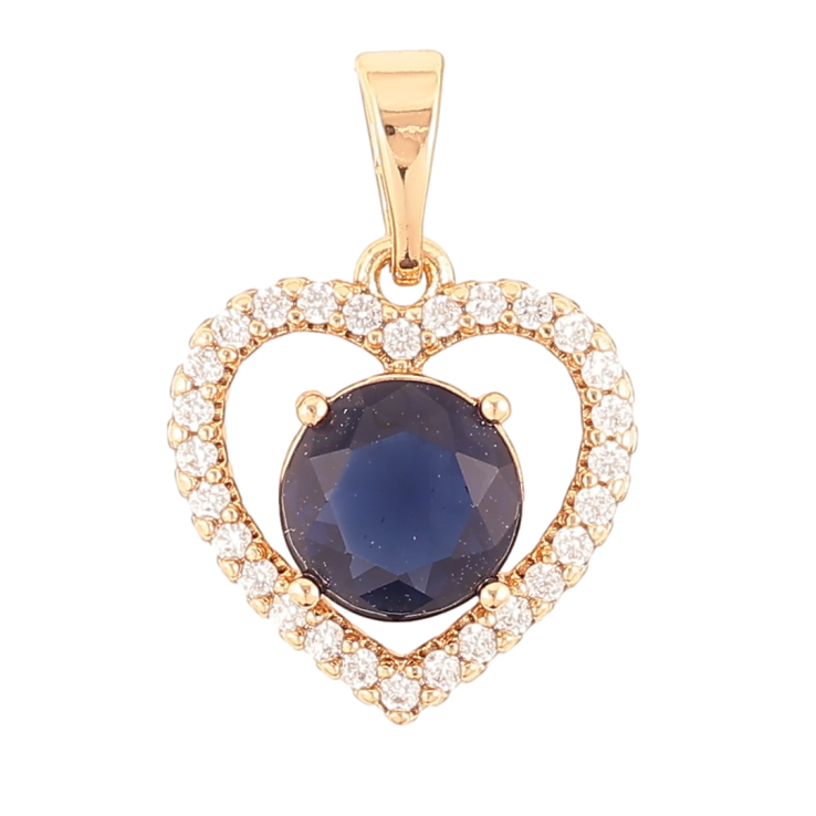 Кулон Xuping Позолота 18K Сердечко с синим фианитом и цирконием для цепочки до 5мм фото №14