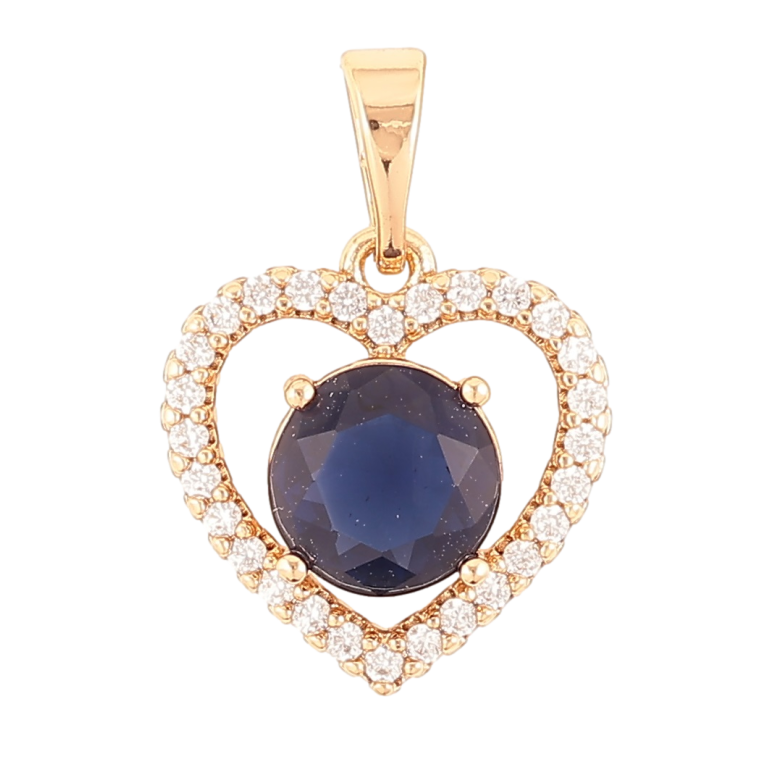 Кулон Xuping Позолота 18K Сердечко с синим фианитом и цирконием для цепочки до 5мм фото №1