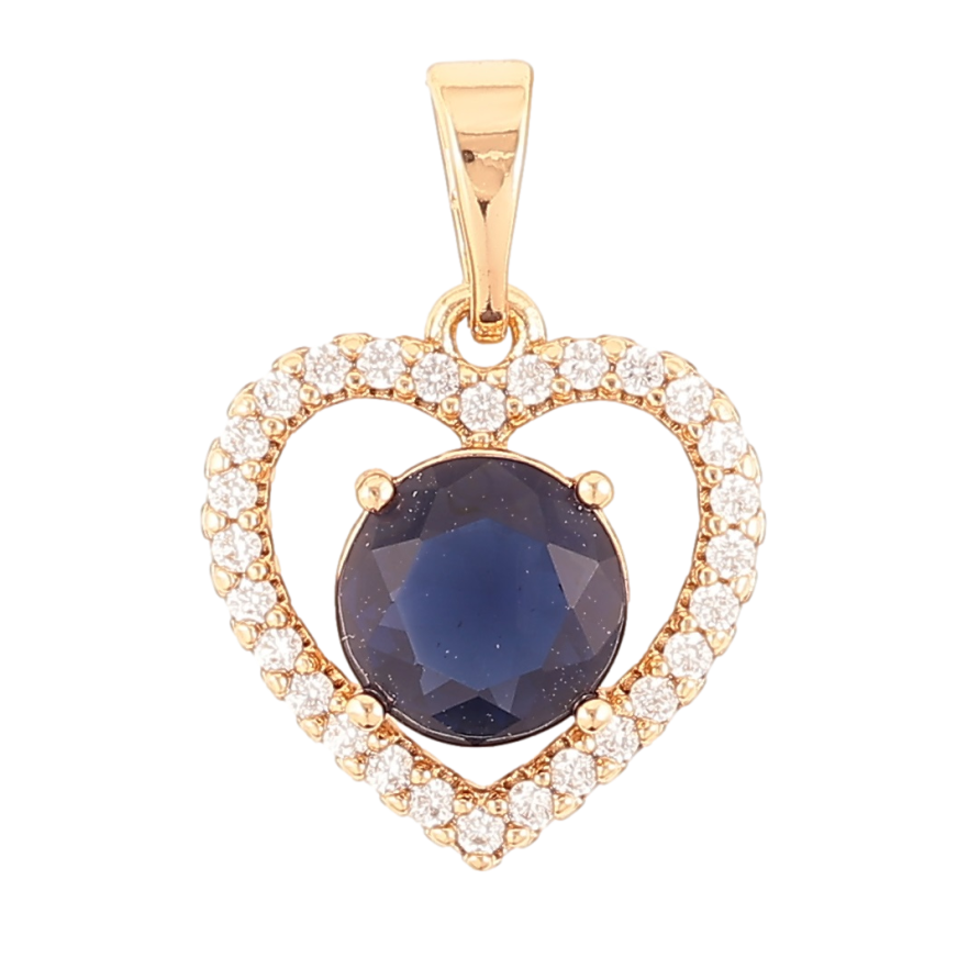 Кулон Xuping Позолота 18K Сердечко с синим фианитом и цирконием для цепочки до 5мм фото №1