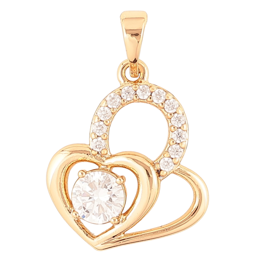 Кулон Xuping Позолота 18K Сердечки с фианитом и цирконием для цепочки до 5мм фото №1