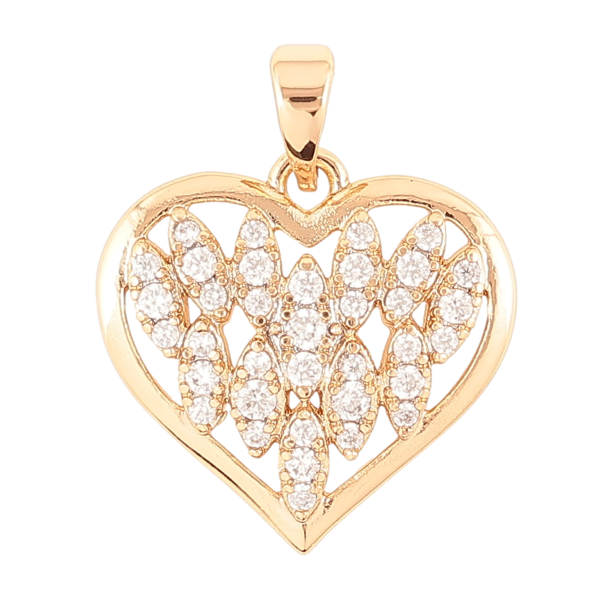 Кулон Xuping Позолота 18K «Сердечко з інкрустацією цирконієм» для ланцюжка до 5мм фото №1