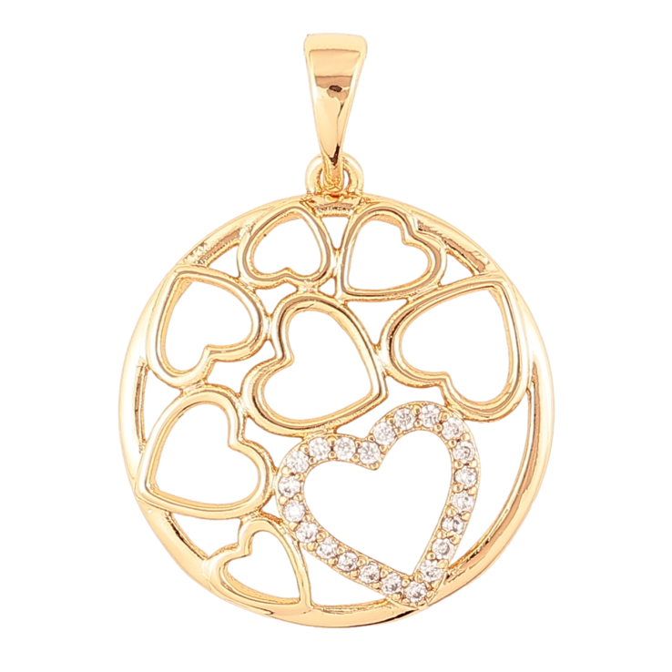 Кулон Xuping Позолота 18K Колечко с сердечками и цирконием для цепочки до 5мм фото №14