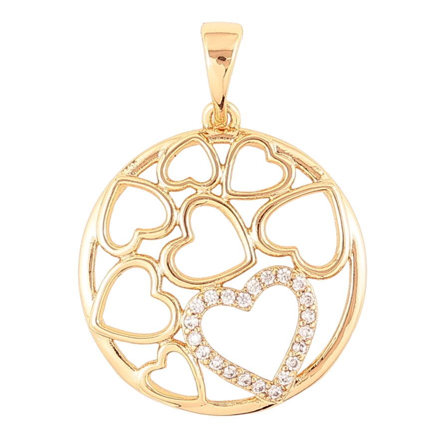 Кулон Xuping Позолота 18K Колечко с сердечками и цирконием для цепочки до 5мм фото №1