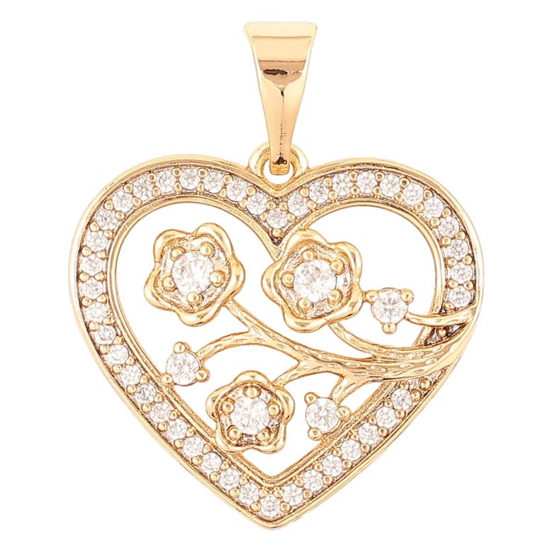 Кулон Xuping Позолота 18K «Сердечко з квітковим візерунком і цирконієм» для ланцюжка до 7мм фото №6