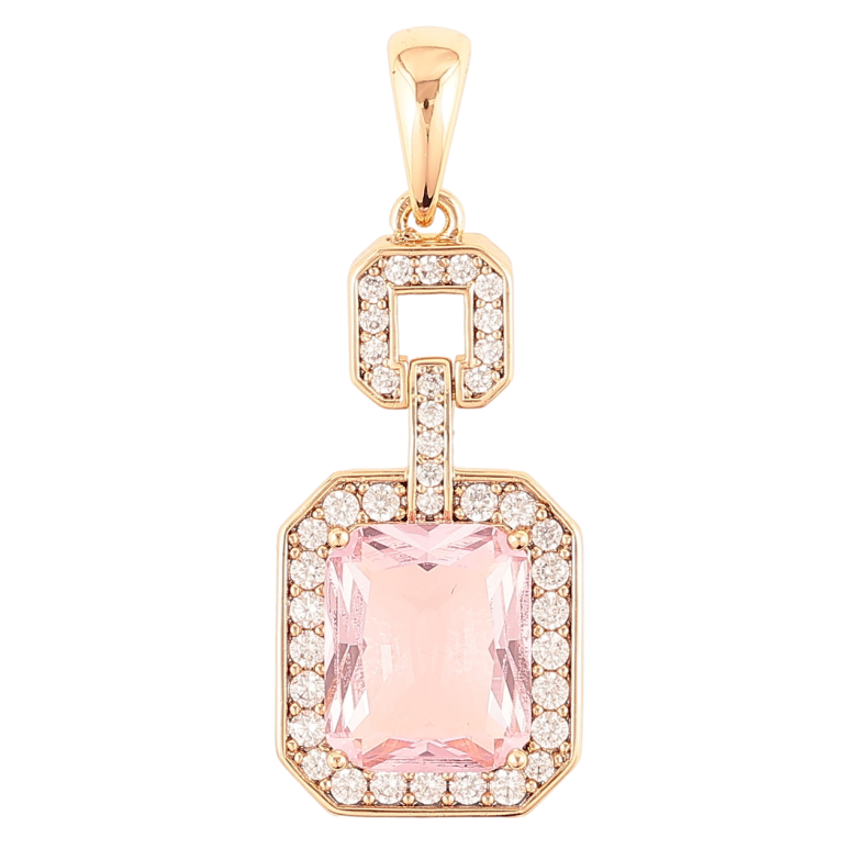 Кулон Xuping Позолота 18K «Фігурна підвіска з рожевим фіанітом і цирконієм» для ланцюжка до 6мм фото №1