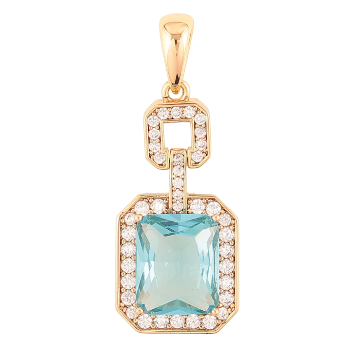 Кулон Xuping Позолота 18K «Фігурна підвіска з блакитним фіанітом і цирконієм» для ланцюжка до 6мм фото №5