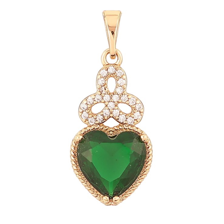 Кулон Xuping Позолота 18K Кристальное зеленое сердечко для цепочки до 5мм фото №11