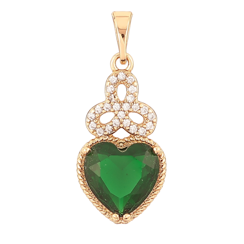 Кулон Xuping Позолота 18K Кристальное зеленое сердечко для цепочки до 5мм фото №6
