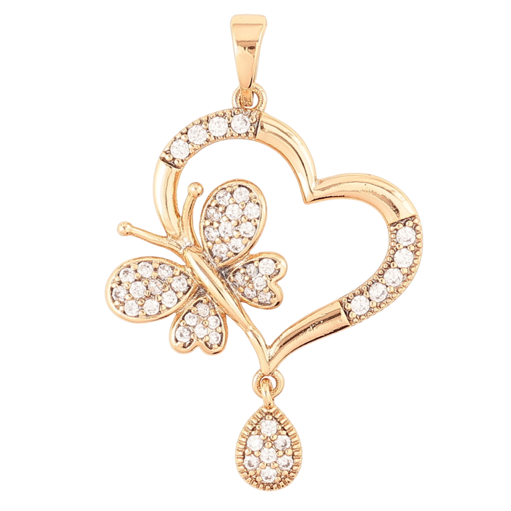 Кулон Xuping Позолота 18K «Сердечко з метеликом» для ланцюжка до 6мм фото №6