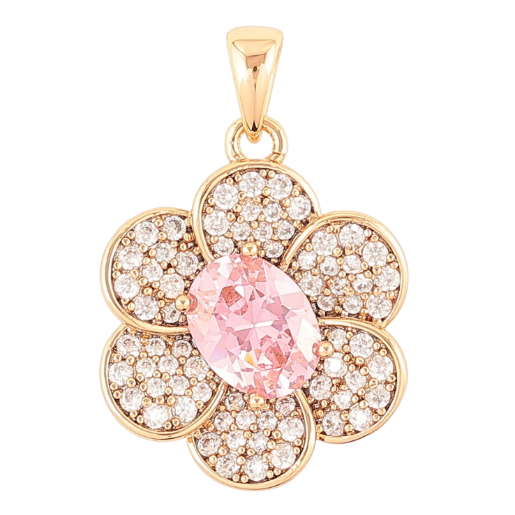 Кулон Xuping Позолота 18K «Квітка з інкрустацією цирконієм і рожевим фіанітом» для ланцюжка до 4мм фото №21