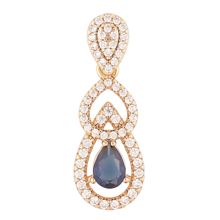 Кулон Xuping Позолота 18K Изящная подвеска с цирконием и синим фианитом для цепочки до 4мм фото №25