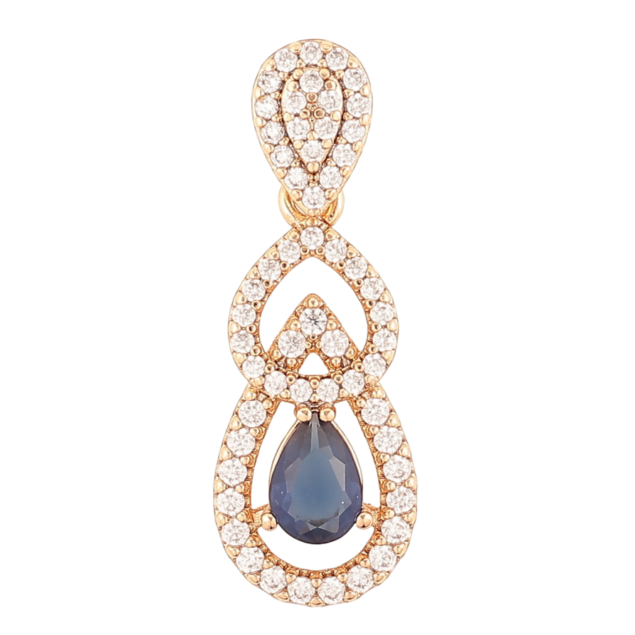 Кулон Xuping Позолота 18K Изящная подвеска с цирконием и синим фианитом для цепочки до 4мм фото №1