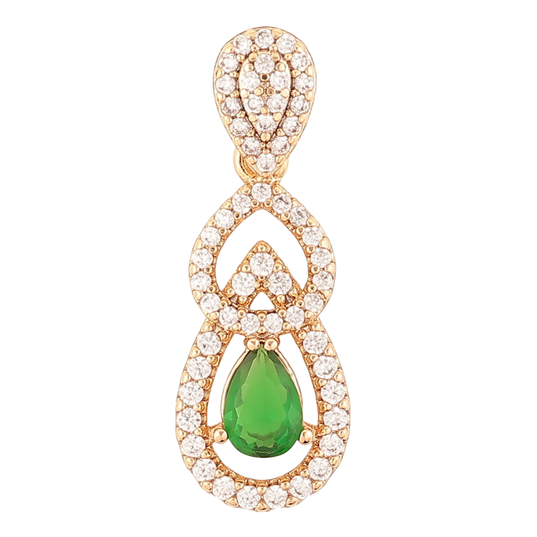 Кулон Xuping Позолота 18K Изящная подвеска с цирконием и зеленым фианитом для цепочки до 4мм фото №1