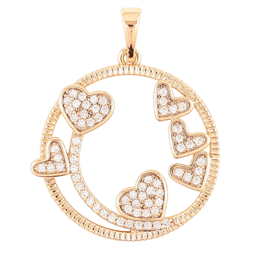 Кулон Xuping Позолота 18K «Візерунок сердечка з цирконієм» для ланцюжка до 5мм фото №1