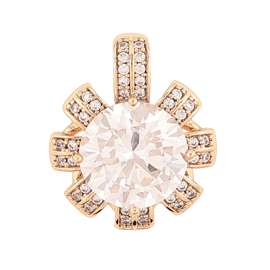 Кулон Xuping Позолота 18K «Квіточка з фіанітом та інкрустацією цирконієм» для ланцюжка до 5мм фото №1