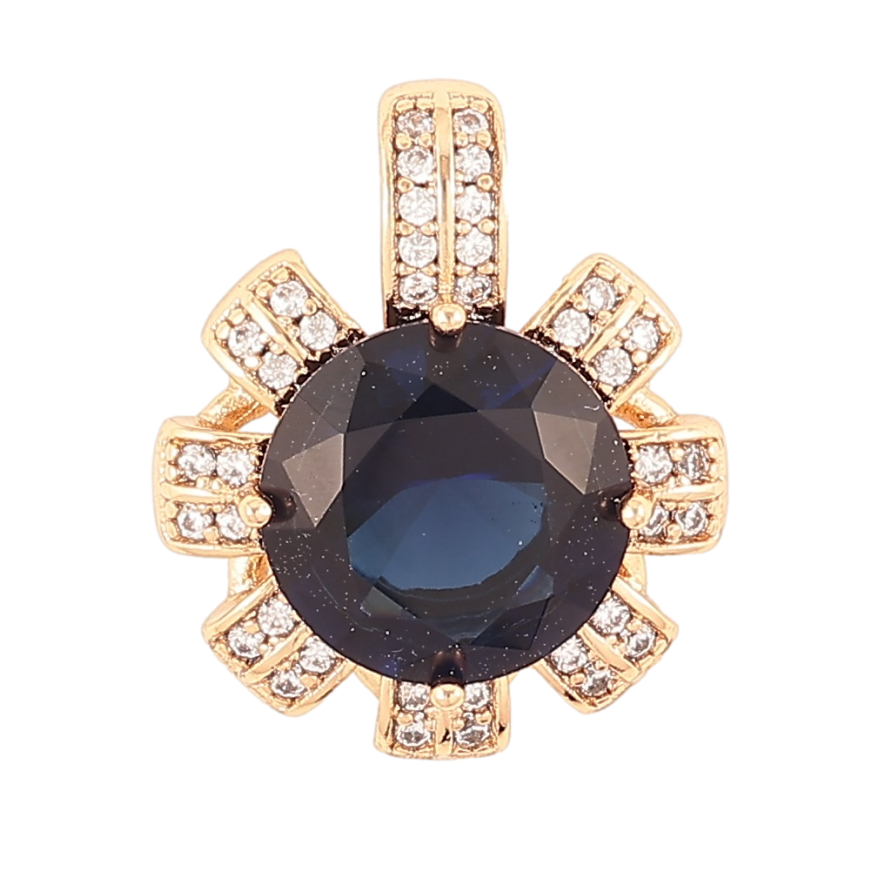 Кулон Xuping Позолота 18K «Квіточка з синім фіанітом та інкрустацією цирконієм» для ланцюжка до 5мм фото №1