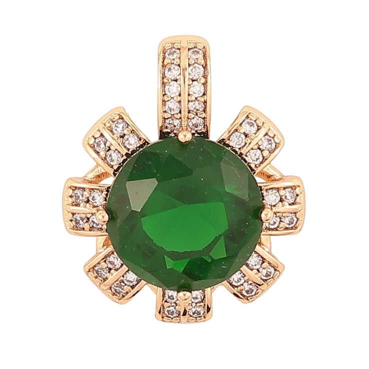 Кулон Xuping Позолота 18K «Квіточка з зеленим фіанітом та інкрустацією цирконієм» для ланцюжка до 5мм фото №20