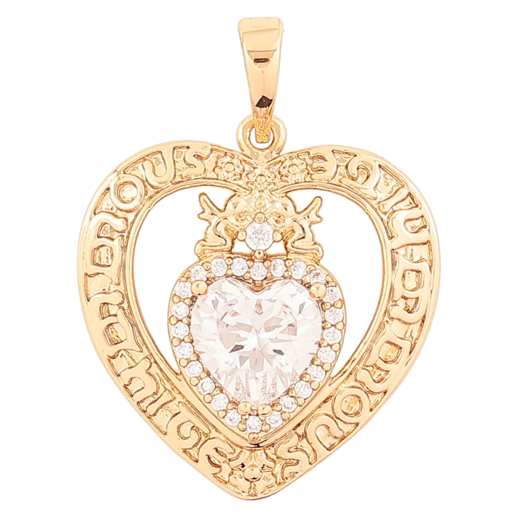 Кулон Xuping Позолота 18K «Сердечко з Янголятами та кришталевим серцем» для ланцюжка до 6мм фото №25